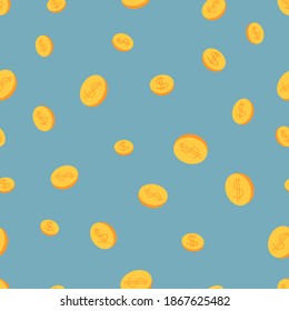 Seamless pattern scales of gold coins - vector illustration