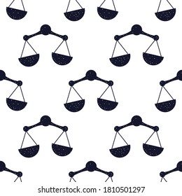 Seamless pattern scales  on a white background.Symbol of the zodiac sign Libra, justice and balance. For packaging, fabric, textile, etc. Vector.