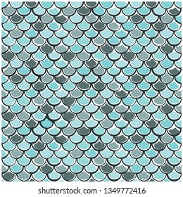 Seamless pattern with scales in water colors. Vector illustration