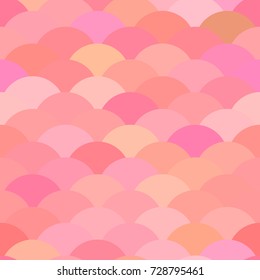 Seamless pattern scales, wave abstract simple Nature background with japanese purple lilac pink circle pattern. Can be used for fabrics, wallpapers, websites. Vector illustration