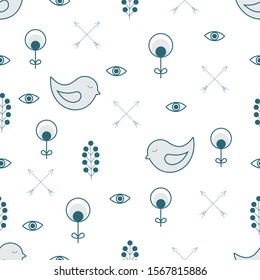 Seamless pattern with Scandinavian ethno elements