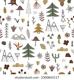Seamless pattern from scandinavian forest. Vector illustration for your design.