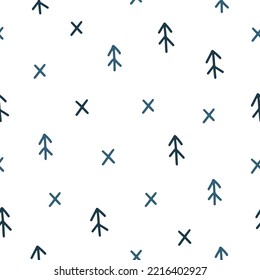seamless pattern in scandinavian style with Christmas trees on a white background. Vector illustration for your design