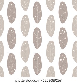 Seamless pattern in scandinavian style drawn on a white background. Floral pattern for printing on wallpaper, wrapping paper, textile, paper. Vector illustration