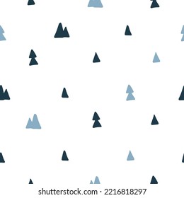 seamless pattern in scandinavian style with fir trees and mountains on a white background. Vector illustration for your design