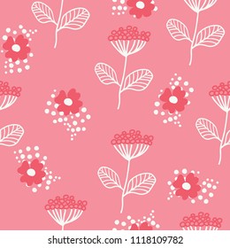 Seamless pattern in scandinavian style. Florar pattern for print on wallpaper, gift paper, textile, paper. Two-color fennel pattern.