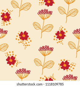 Seamless pattern in scandinavian style. Florar pattern for print on wallpaper, gift paper, textile, paper. Two-color fennel pattern.
