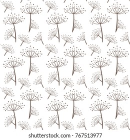 Seamless pattern in scandinavian style. Florar pattern for print on wallpaper, gift paper, textile, paper. Two-color fennel pattern.