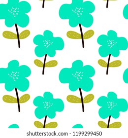 Seamless pattern in scandinavian style with flowers. Vector illustration.
