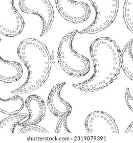 Seamless pattern with scandinavian style flowers pattern. Creative spring floral texture. Great for fabric, textile Vector Illustration, black line 
