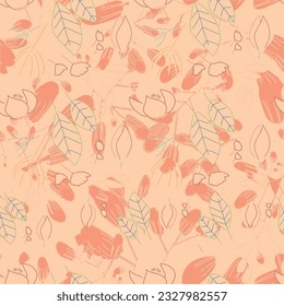 Seamless pattern with scandinavian style flowers pattern. Creative spring floral texture. Great for fabric, textile Vector Illustration, black line 
