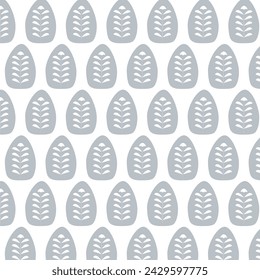  Seamless pattern in Scandinavian style. Gray Color leaves on a white background. Minimalistic and modern design for fabric, paper, printing. vector illustration. hand drawn vector illustration.