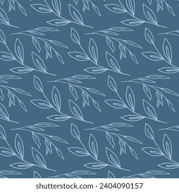 Seamless pattern in Scandinavian style with leaves. Minimalistic background. Vector.