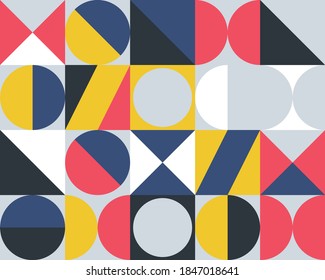 
Patrón sin foco en el estilo escandinavo. Cifras multicolores. Cartel impreso. Diseño abstracto moderno