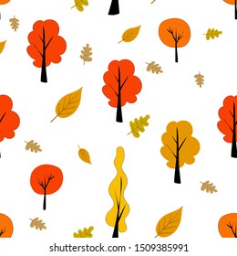 Seamless pattern in scandinavian style. Trees on a white background. Kids style