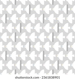 seamless pattern of Scandinavian style white birds