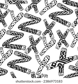seamless pattern of scarves and hats in doodle style. template for print, background, wallpaper, fabric, coloring, header, article, children's book, decoration. English alphabet made from scarves and 