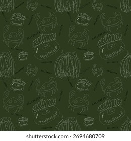 Patrón sin fisuras con el fondo de Halloween de dibujos animados de miedo.eps