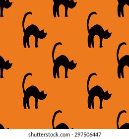 seamless pattern, scary cat vector art  background design for fabric and decor