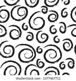 Seamless pattern with scary coal spirals. Vector illustration.