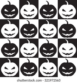 Seamless pattern with scary halloween pumpkin