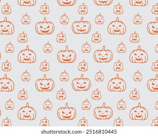 Padrão contínuo com fundo de abóboras de halloween assustador