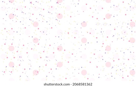 Seamless pattern with scattered rounded spots with pink polka dot background. Endless print with colored irregular polka dot. Small Happy Polka Background. Pastel cute hand drawn dots. Vector EPS10.