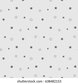 Seamless Pattern of Scattered Stars on Grey Background