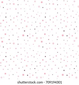 Seamless Pattern of Scattered Stars on White Background
