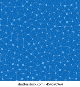 Seamless Pattern of Scattering Hollow Stars Connected by Dot Lines.