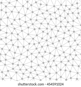 Seamless Pattern of Scattering Hollow Stars Connected by Dot Lines.