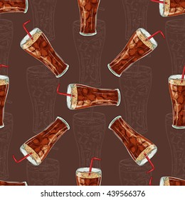 Seamless pattern scetch and color cola