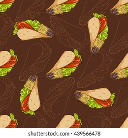 Seamless pattern scetch and color taco