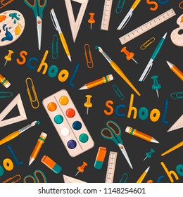 Seamless pattern with school accessories