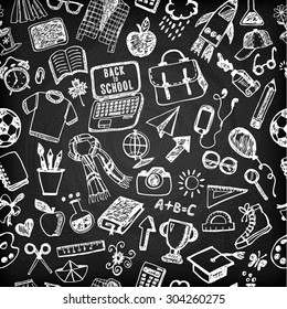 Seamless pattern of school. Back to school illustration. Sketch set.