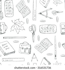 Seamless pattern school. Back to school illustration.