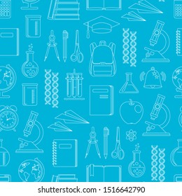 Seamless pattern. School. Back to school. Vector illustration with infinitely repeating elements