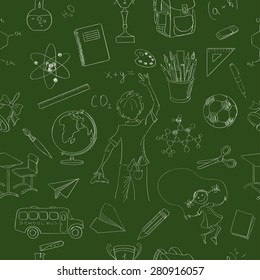 seamless pattern school board freehand drawing, excellent vector illustration, EPS 10