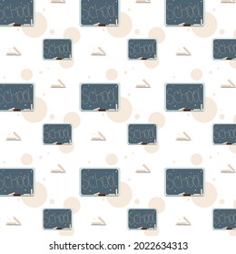 seamless pattern school board for lessons in lessons with white crayons and the inscription school