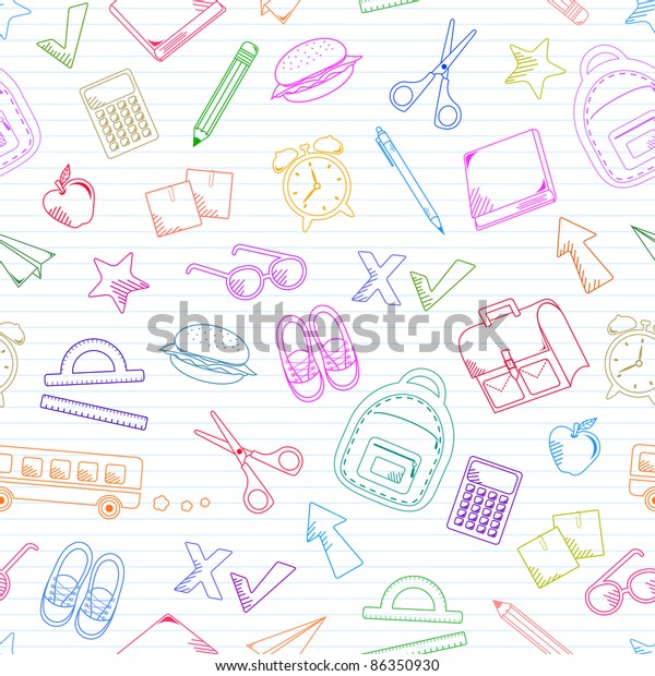 Seamless Pattern School Doodles Stock Vector (Royalty Free) 86350930