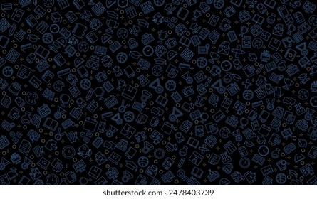 seamless pattern school, education element on black background