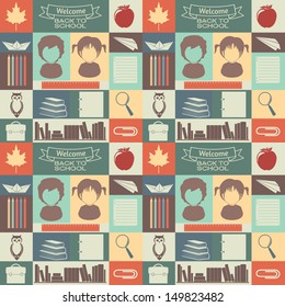 Seamless pattern of school and education icons. EPS 8.