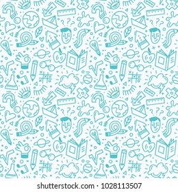 Seamless pattern with school elements.