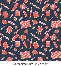 Seamless pattern with school elements.