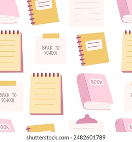 Seamless pattern with school elements. Colorful vector flat style. hand drawing. design for fabric, print, wrapper, textile
