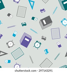 Seamless pattern with school equipment, vector illustration