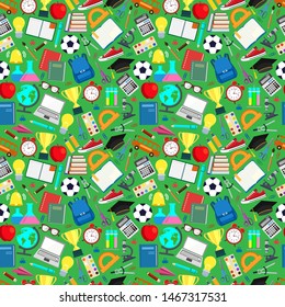 Seamless pattern. School. School icon set. Vector stock illustration