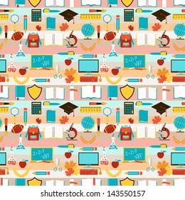 Seamless pattern with school icons.