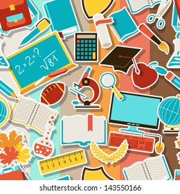 Seamless pattern with school icons.