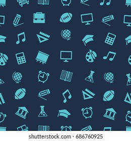 Seamless Pattern with School Icons. 
